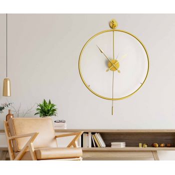 Ceas de perete, Mclock-00103, Lățime: 58 cm Înălțime: 80 cm Adâncime: 7 cm, Auriu