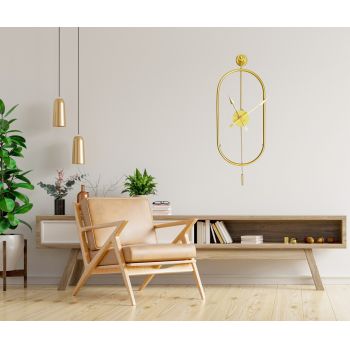 Ceas de perete, Mclock-00105, Lățime: 28 cm Înălțime: 80 cm Adâncime: 7 cm, Auriu