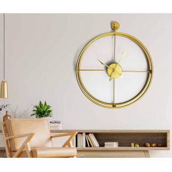 Ceas de perete, Mclock-00107, Lățime: 58 cm Înălțime: 68 cm Adâncime: 7 cm, Auriu