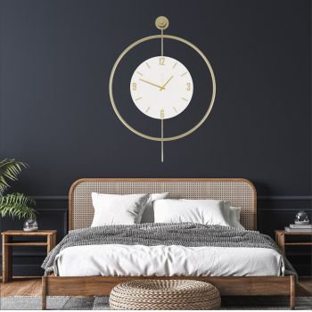 Ceas de perete, Mclock-00111, Lățime: 58 cm Înălțime: 80 cm Adâncime: 7 cm, Auriu