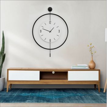 Ceas de perete, Mclock-00112, Lățime: 58 cm Înălțime: 80 cm Adâncime: 7 cm, Negru