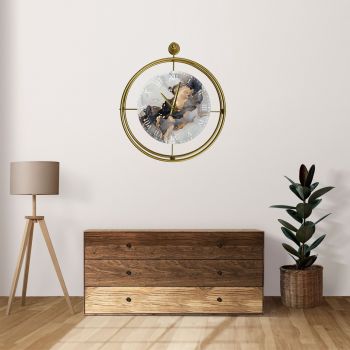 Ceas de perete, Mclock-00123, Lățime: 58 cm Înălțime: 65 cm Adâncime: 7 cm, Auriu