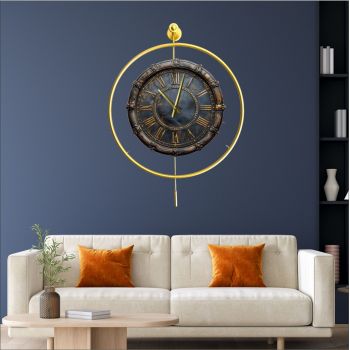 Ceas de perete, Mclock-00129, Lățime: 58 cm Înălțime: 80 cm Adâncime: 7 cm, Auriu