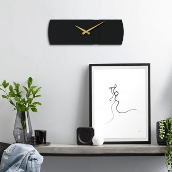 Ceas de perete, Origami Metal Wall Clock, Dimensiune: 16 x 49 cm, Negru