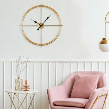 Ceas de perete, Scandinavian, Dimensiuni: 66 x 66 cm, Auriu