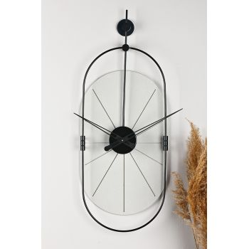 Ceas de perete, Sntr, MDF dublu strat, Alb/Negru
