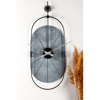 Ceas de perete, Sntr, MDF dublu strat, Argintiu / Negru