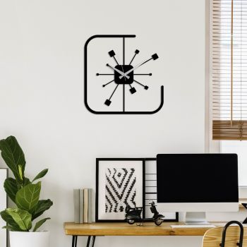 Ceas de perete, Square, Dimensiune: 49 x 49 cm, Negru
