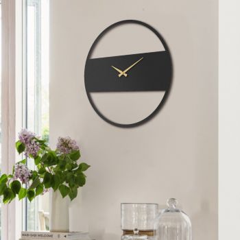 Ceas de perete, Stripe Metal Wall Clock, Dimensiune: 49 x 49 cm, Negru