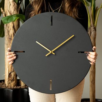 Ceas de perete, Timeless Metal Wall Clock, Dimensiune: 48 x 48 cm, Negru