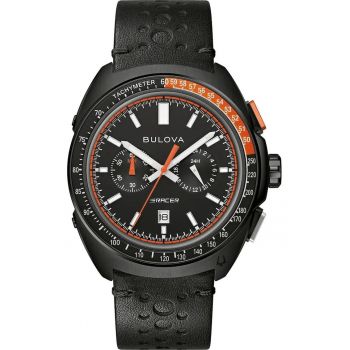 Ceas pentru barbati -  Chronograph 98B428 - negru - curea din piele naturala - mecanism quartz - rezistent la apa 10 ATM