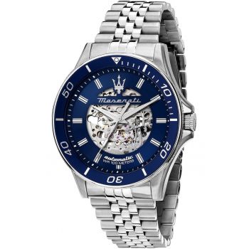 Ceas  Sfida Skeleton Automatic - mecanism Miyota 8N24 - argint - 10 ATM - 42h rezerva - 21 pietre
