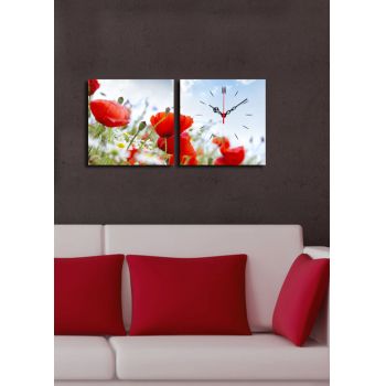 Set 2 ceasuri de perete, 2P2828CS-15, Dimensiune: 28 x 28 cm (2 bucăți), Multicolor