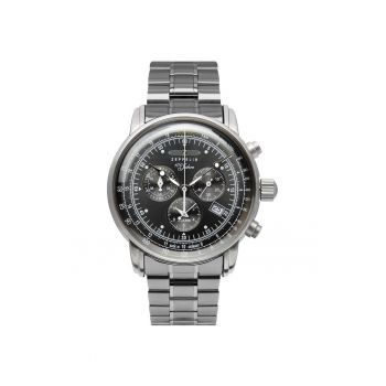 Ceas  7680M-B-2 - cronograf - negru - argint - 5 ATM - bratara din inox