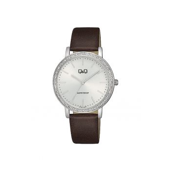 Ceas analog de dama -  Negru/Argintiu - Maro
