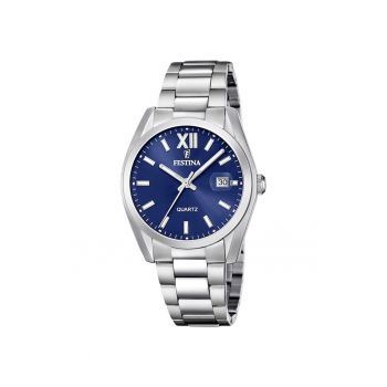 Ceas barbatesc  F20707/7 Quartz Argintiu - Albastru