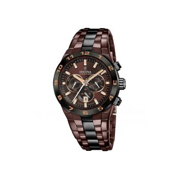 Ceas barbatesc -  F20708/1 - Cronograf - Maro