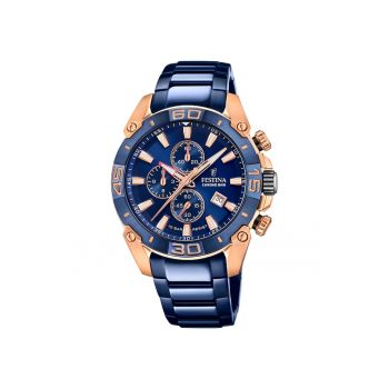 Ceas barbatesc  F20711/1 Quartz Rose gold - Albastru