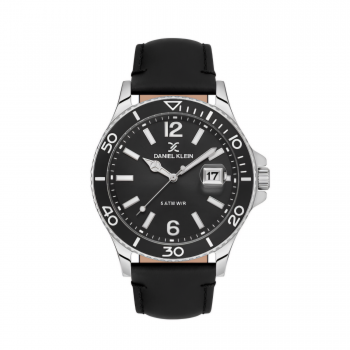 Ceas Casual pentru Bărbați, Design Rotund cu Curea din Piele și Afișaj Dată - Negru