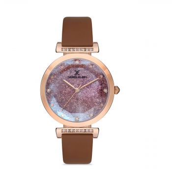 Ceas de Damă Elegant cu Zirconii Stil Fashion - Maro/deschis