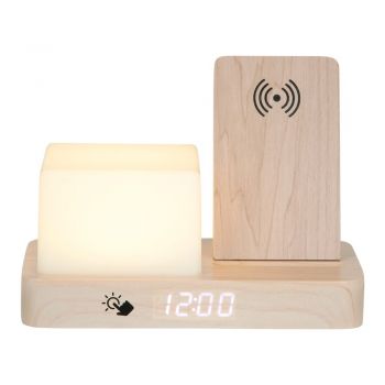 Ceas deșteptător digital/de masă cu încărcător wireless Retro LED Night Light – Karlsson