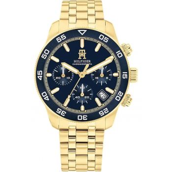 Ceas  TH85 Chronograph - albastru navy - aur - 50m rezistenta la apa - bratara din inox