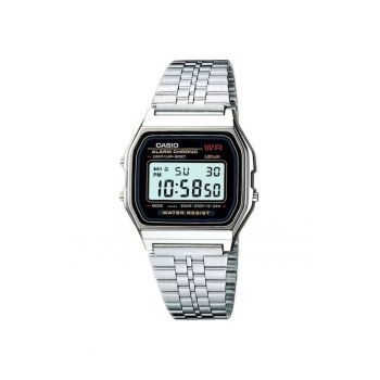 Ceas unisex  A159W-N1DF - mecanism quartz - alarm - iluminare LED - argintiu - 33x36mm