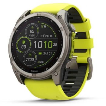 GARMIN Smartwatch Garmin fenix 8, GPS, Ecran Safir 1.4 inch, Carcasa Titan, Incarcare Solara, Wi-Fi