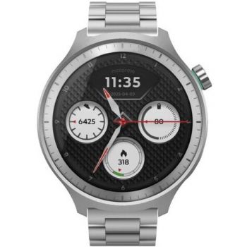 Motorola Smartwatch Motorola Moto Watch 70, 1.43 inch OLED, GPS, IP68, Carcasa Aluminiu/Otel Inoxidabil, Curea Silicon Verde