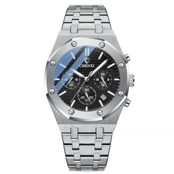 Ceas barbatesc Chenxi Cronograf Casual Fashion Business Quartz Argintiu