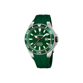Ceas barbatesc  Diver F20664/2 sportiv elegant argintiu verde 46mm