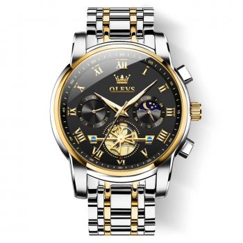 Ceas barbatesc Olevs Quartz Analog Cronograf Fashion Argintiu Negru