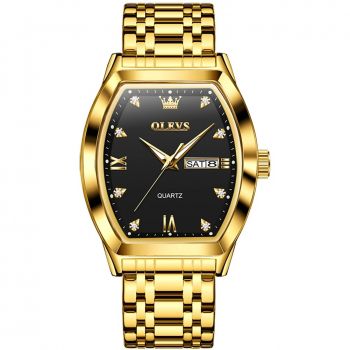 Ceas barbatesc Olevs Quartz Analog Elegant Business Fashion Otel Auriu