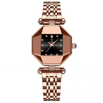 Ceas dama de mana Poedagar Quartz Elegant Casual Fashion 3 ATM Otel Auriu Negru
