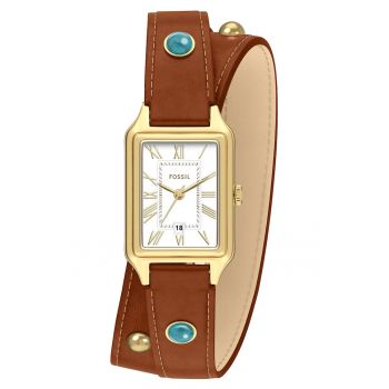 Ceas dama -  ES5418 - cadran auriu - curea din piele maro - rezistent la apa 5 ATM