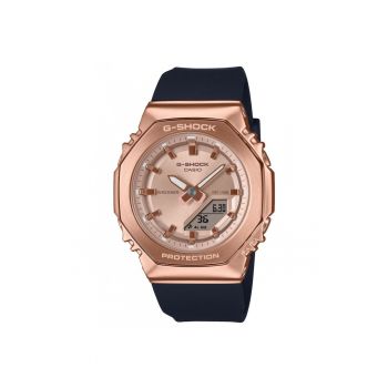Ceas dama -  G-SHOCK Damski Octagon GM-S2110PG-1A4ER - roz aurie - curea cauciuc neagra - 41mm - rezistent la apa 200m