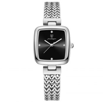 Ceas dama Poedagar Quartz Elegant 3 ATM Casual Fashion Otel Argintiu Negru