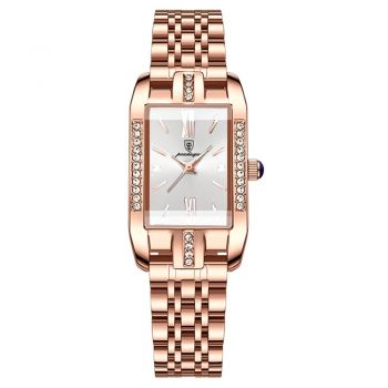 Ceas de mana dama Poedagar Quartz Elegant Casual Otel Auriu Alb