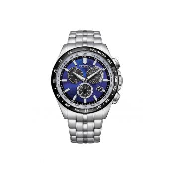 Ceas barbatesc -  43 mm - argintiu/bleumarin