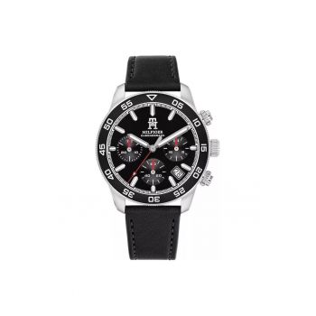 Ceas barbatesc  TH85 1792162 - 41mm - negru - curea din piele - cronograf - data