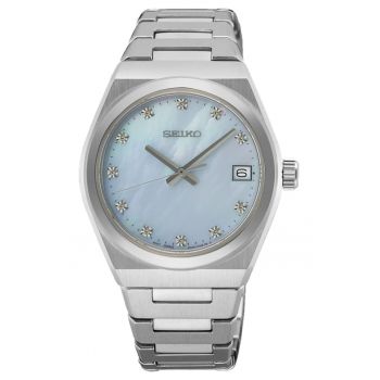 Ceas dama  quartz - argintiu - otel - decorat cu 11 diamante