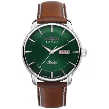 Ceas  Atlantic - Automatic - Cadran Verde - Curea Piele Maro - 5 ATM