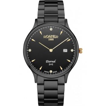 Ceas de barbati  863833 45 55 50 negru clasic pentru cuplu