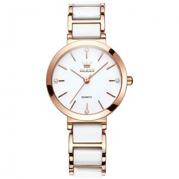 Ceas de dama Olevs Mecanism Quartz Japonia Casual Fashion Elegant Alb