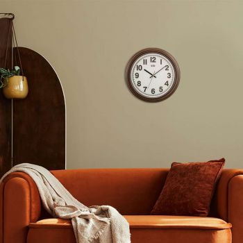 Ceas de perete decorativ, Auris, Dimensiune: 34 x 34 cm, Maro