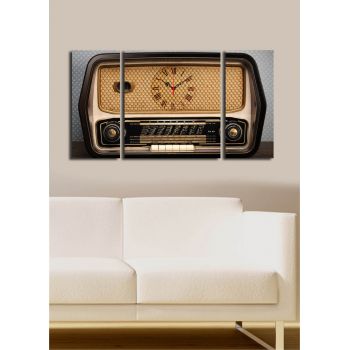 Ceas de perete decorativ din pânză (3 bucăți), 3P204045CS-7, Dimensiune: 20 x 45 cm (2 bucăți), Multicolor