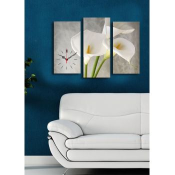 Ceas de perete decorativ din pânză (3 bucăți), 3PATCS-18, 20 x 39 cm, 2 piese, Multicolor