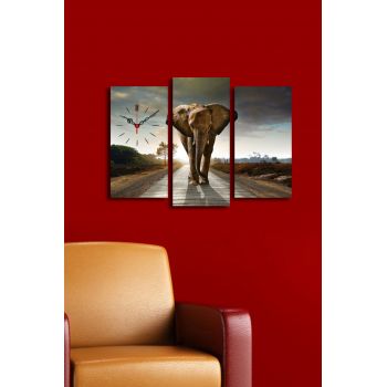 Ceas de perete decorativ din pânză (3 bucăți), 3PATCS-20, 20 x 39 cm, 2 piese, Multicolor