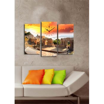 Ceas de perete decorativ din pânză (3 bucăți), 3PATCS-23, 20 x 39 cm, 2 piese, Multicolor