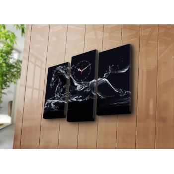 Ceas de perete decorativ din pânză (3 bucăți), 3PATCS-5, 20 x 39 cm, 2 piese, Multicolor